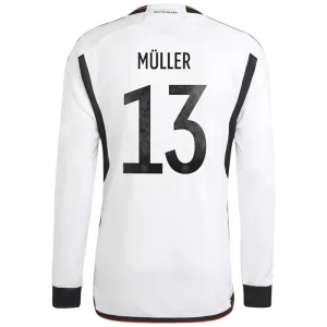 Günstige Fußballtrikots Deutschland Thomas Müller 13 Heimtrikot 2022 Langarm